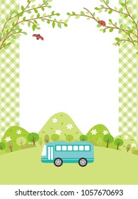 Fresh season bus tour vector background.