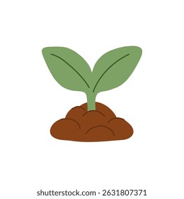 Uma muda fresca cresce para cima a partir do solo, representando a natureza e a vida em uma ilustração Vetor ilustração