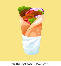 Fresh Shawarma vector illustration. Turkish fast food