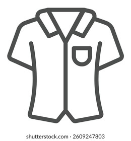 Fresh shirt with pocket line icon, tropical voyage concept. Vector graphics. Summer outfit, man clothes sign on white background, outline style icon for mobile or web design