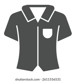 Fresh shirt with pocket solid icon, tropical voyage concept. Vector graphics. Summer outfit, man clothes sign on white background, glyph style icon for mobile or web design