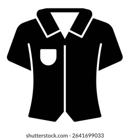 Fresh shirt with pocket solid icon, tropical voyage concept. Vector graphics. Summer outfit, man clothes sign on white background, style mobile or design