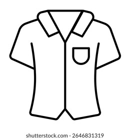 Fresh shirt with pocket thin line icon, tropical voyage concept. Vector graphics. Summer outfit, man clothes sign on white background, style mobile or design