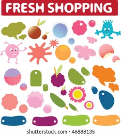 fresh shopping stickers & labels. vector