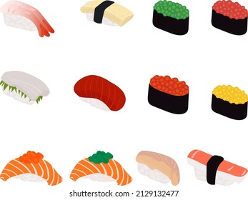 Gambas y sushi de pescado frescos