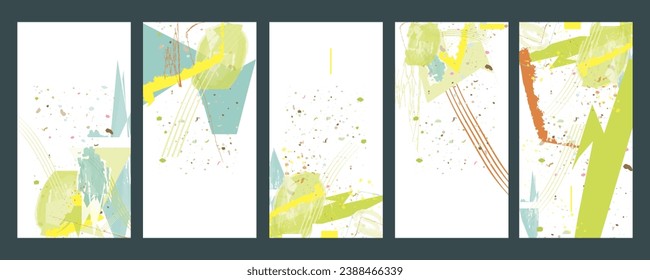 Fresh Simple comfortable paint brush soothing pastel muted pale calm tones card templates set. Collection of romantic invitations