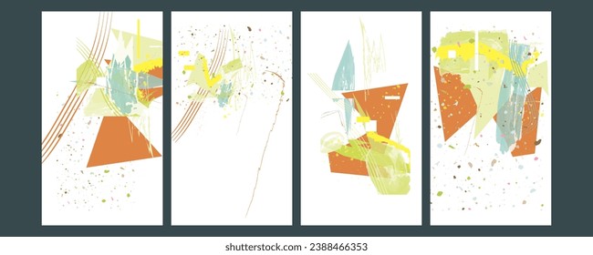Fresco Pincel sencillo y cómodo de pintura tranquilizador de tonos pálidos y pálidos pálidos pálidos plantillas de tarjetas conjunto. Colección de invitaciones románticas