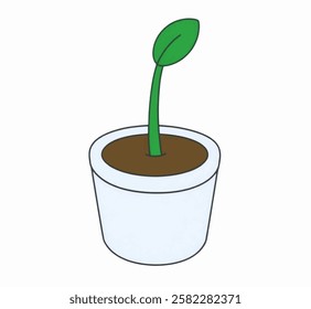 A fresh and simple potted plant vector illustration in green. Ideal for eco friendly design, botanical branding, and interior plant decor visuals.