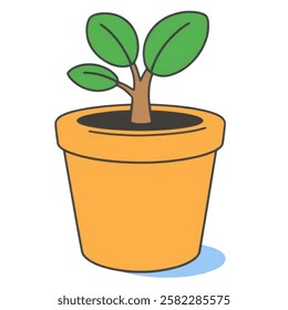 A fresh and simple potted plant vector illustration in green. Ideal for eco friendly design, botanical branding, and interior plant decor visuals.