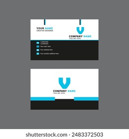 Fresh simple vector horizontal business card, name card or visiting card design with layout in square size.
