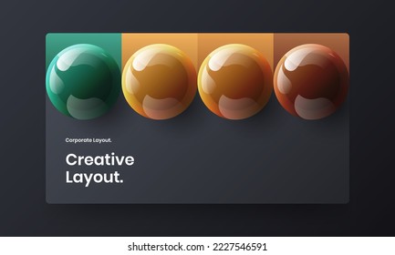 Fresh site design vector template. Bright 3D balls handbill layout.