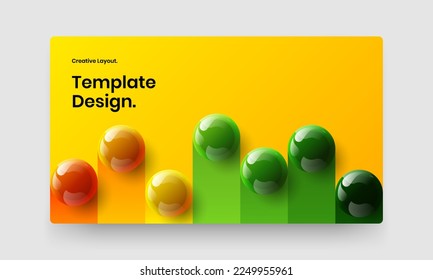 Fresh site screen design vector concept. Simple realistic spheres web banner template.