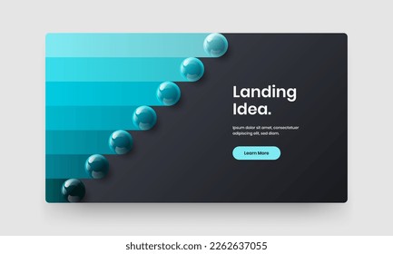 Fresh site screen design vector template. Minimalistic 3D balls leaflet concept.