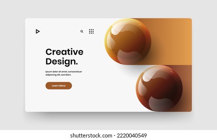 Fresh site screen vector design layout. Bright realistic balls handbill illustration.