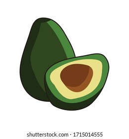 fresh slice avocado fruit flat illustration vector design