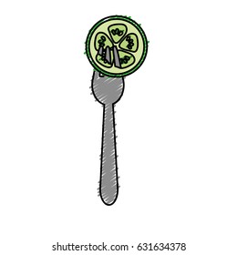 fresh slice cucumber in the fork utensil