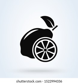 Fresh slice lemon fruits. Simple vector modern icon design illustration.