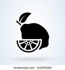 Fresh slice lemon fruits. Simple vector modern icon design illustration.
