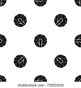 Fresh slice of lettuce pattern repeat seamless in black color for any design. Vector geometric illustration
