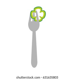 fresh slice pepper in the fork utensil