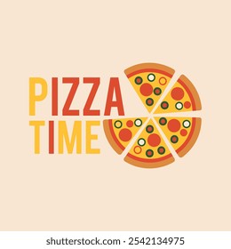 Fresh Slice Pizza Vector Illustration, Pizza Time Flat vector illustration On Isolated.