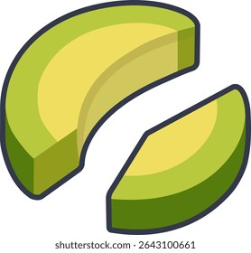Fresh sliced avocado illustration with clean lines and vibrant colors.