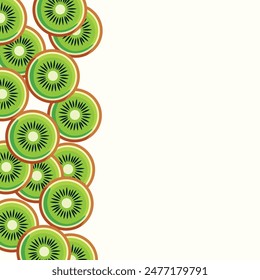 Fresh sliced kiwi for background. Summer Vibe. Vector illustration in flat style