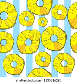 Fresh sliced ​​pineapple seamless pattern. Sliced  pineapple pattern. Vector illustration.