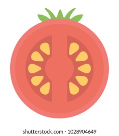 
Fresh sliced tomato, vegetable flat icon
