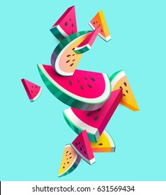 Fresh sliced watermelon fruit on bright background