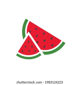 Fresh small and large slices of watermelon, icon.