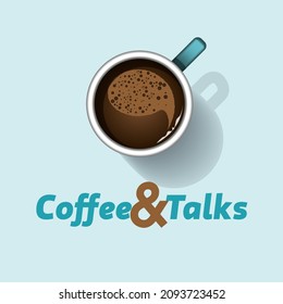 Fresh, smart and friendly logo for a coffee shop, a meeting point, a friendship app... it shows a coffee with a dialog made by it's creamy foam. 