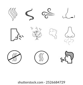 Fresh smell vector featuring trees and wind, evoking nature's tranquility and serenity.EPS