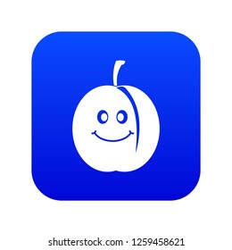 Fresh smiling apricot icon digital blue for any design isolated on white vector illustration