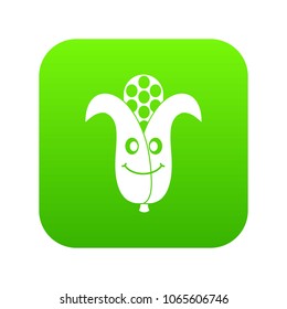 Fresh smiling corncob icon digital green for any design isolated on white vector illustration