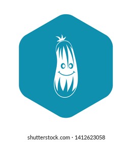 Fresh smiling cucumber icon in simple style isolated vector illustration