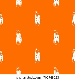 Fresh smiling cucumber pattern repeat seamless in orange color for any design. Vector geometric illustration