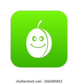 Fresh smiling plum icon digital green for any design isolated on white vector illustration
