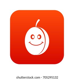 Fresh smiling plum icon digital red for any design isolated on white vector illustration