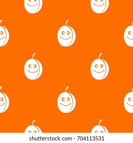 Fresh smiling plum pattern repeat seamless in orange color for any design. Vector geometric illustration