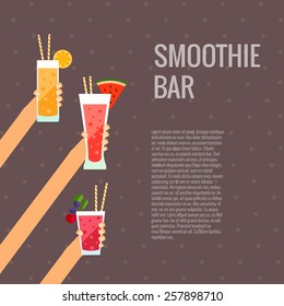 Fresh smoothie bar flat concept made in vector. 