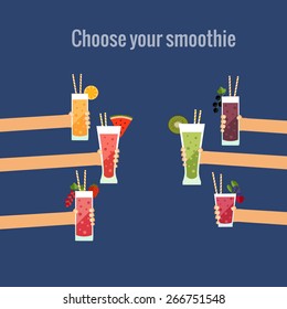 Fresh smoothie bar flat concept made in vector.