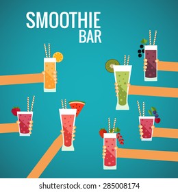 Fresh smoothie bar flat concept made in vector.