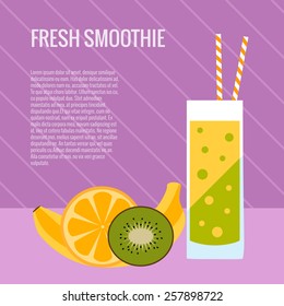 Fresh smoothie flat concept made in vector. 