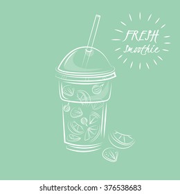 Fresh smoothie. Hand drawn vector.