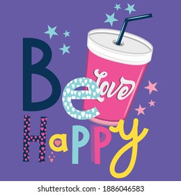 Fresh smoothie. Hand-drawn lettering in sloppy style. Scandinavian doodles. Vector isolated motivation illustration
