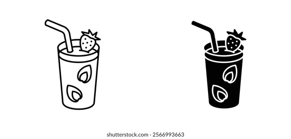 Fresh smoothie icons in outline and fill. vector illustration for ui.