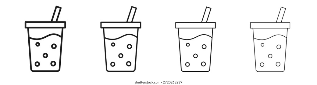 Iconos frescos del smoothie Signo del símbolo del Vector del esquema