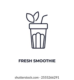 fresh smoothie  outline icon. Linear vector from food concept. Thin line fresh smoothie  icon isolated on white background