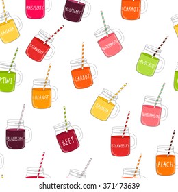 Fresh Smoothie Set Seamless Pattern Background. Healthy Food. Vector Illustration EPS10
